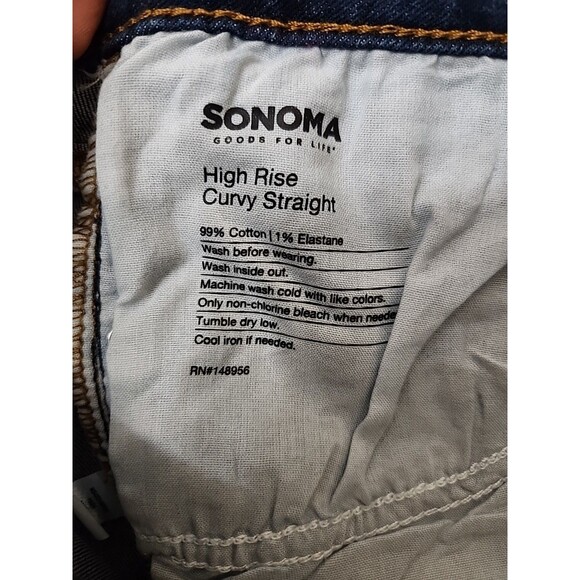 Sonoma Curvy High Rise Straight Jeans Womens 4 Blue Dark Wash Stretch NEW - Picture 9 of 10